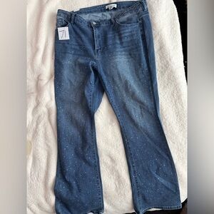 Almost Famous Blue Rhinestone Accent Wide-Leg Jeans